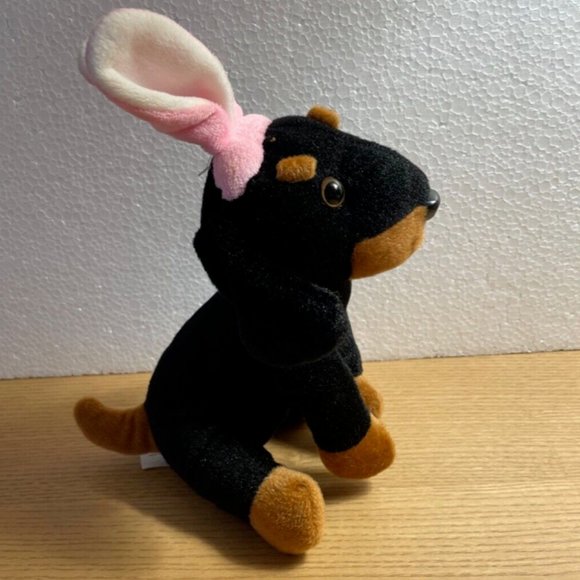 Animal Adventure Rottweiler Bunny Dog Plush Easter Rabbit Ears Stuffed Animal - Picture 2 of 10